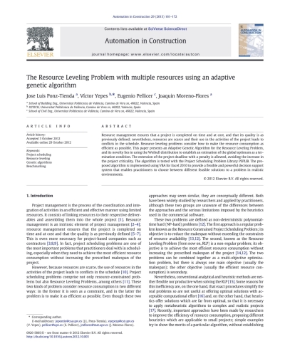 The resource leveling problem with multiple resources using an adaptive genetic algorithm